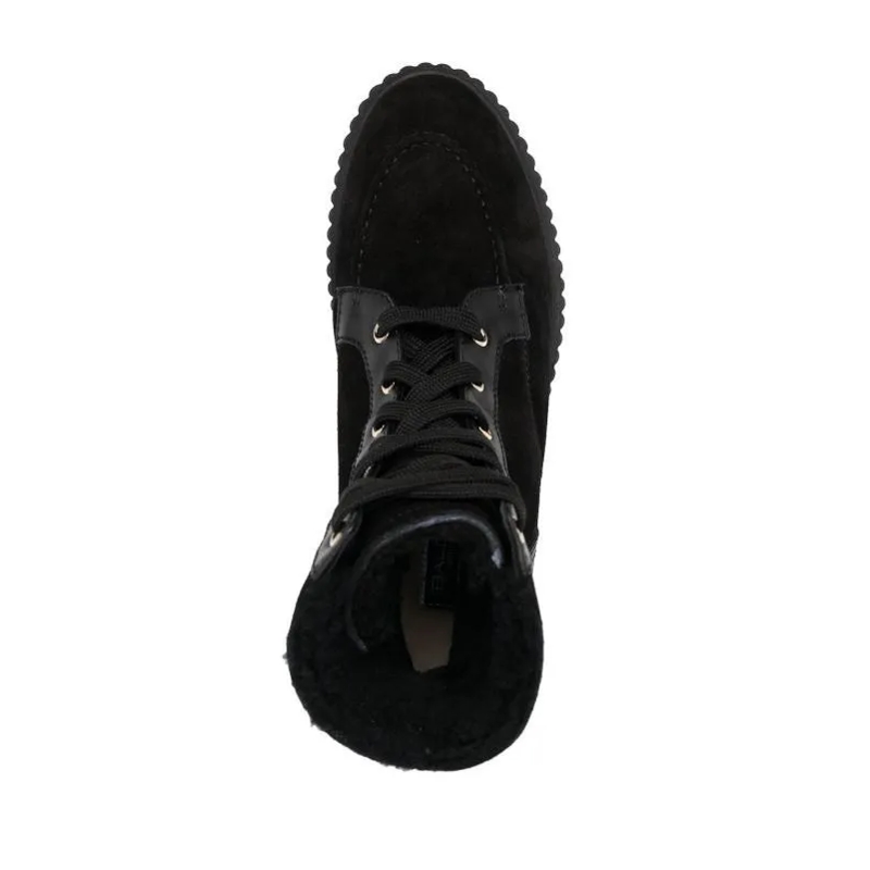 Baldinini Bottes Rugged Black Leather Ankle Boots With Lace-Up Clos Black