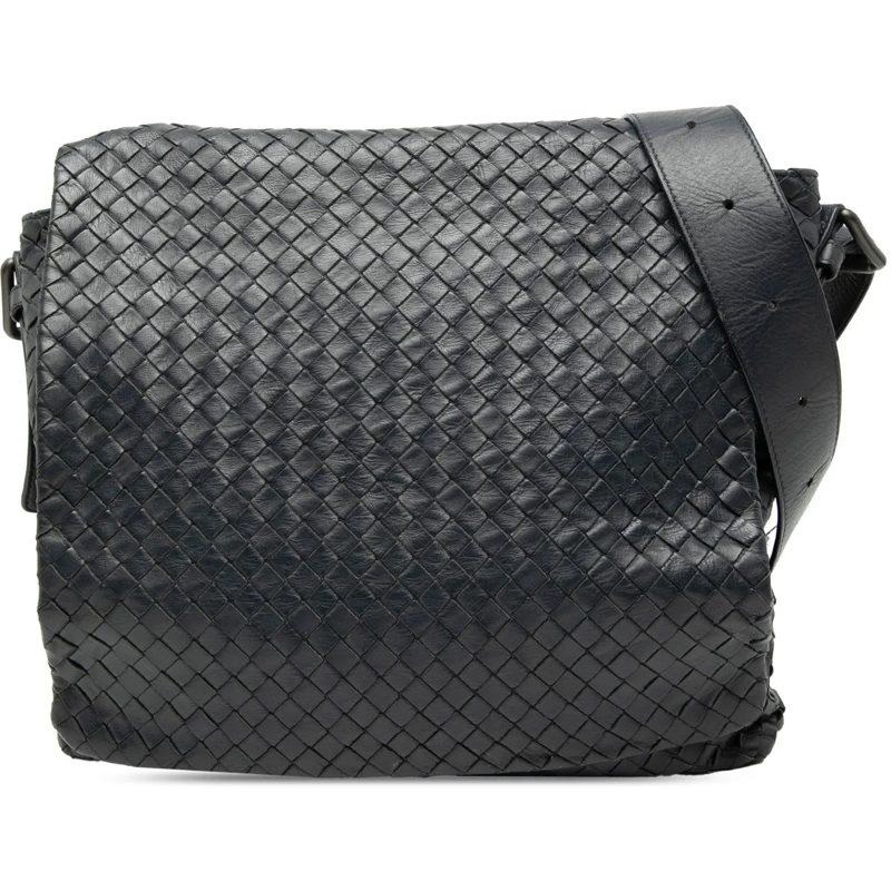 Bottega Veneta Schultertasche Nappa Intrecciato Flap Crossbody schwarz