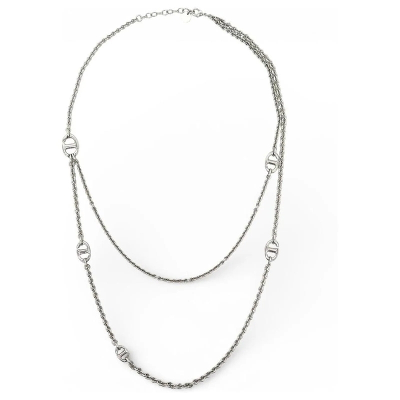 Christian Dior Mittellange Halskette NEUE DIOR HALSKETTE SAUTOIR 30 MONTAIGNE LOGO CD 5 silber