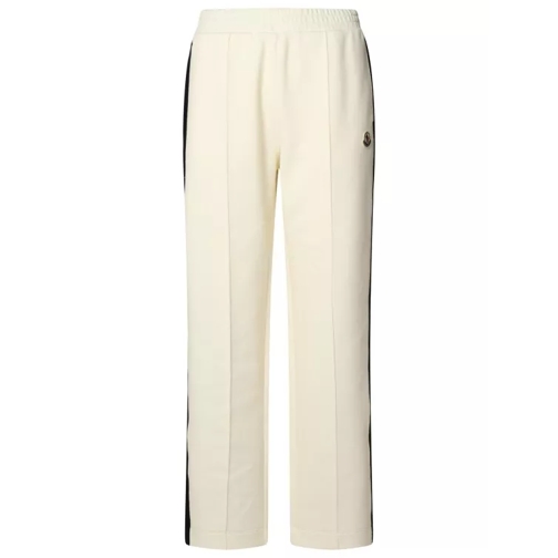 Moncler Ivory Cotton Blend Trousers Neutrals 