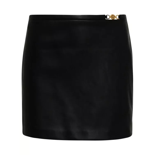 Versace Black Leather Miniskirt Black 