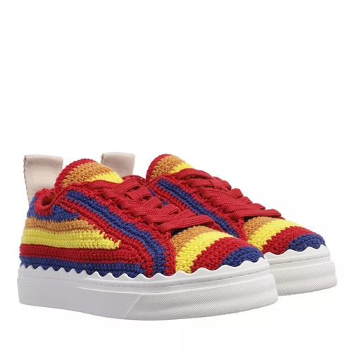 Chloé Lauren Crochet Sneakers Multicolor Red lage-top sneaker
