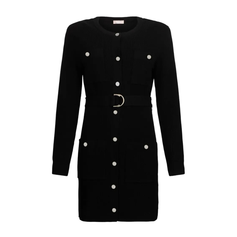 LIU JO Minikleid Short Knit Dress With Padded Shoulders Black