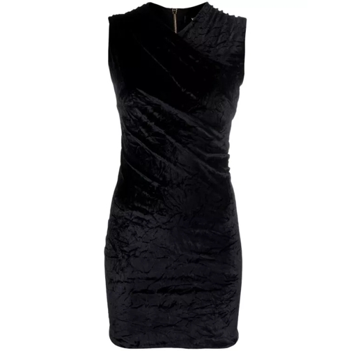 Versace Black Asymmetric Velvet Mini Dress Black 