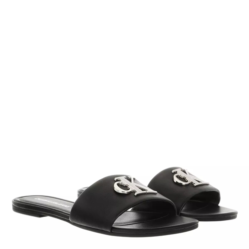 Calvin Klein Flat Slide Sandals Leather Black Slip-in skor