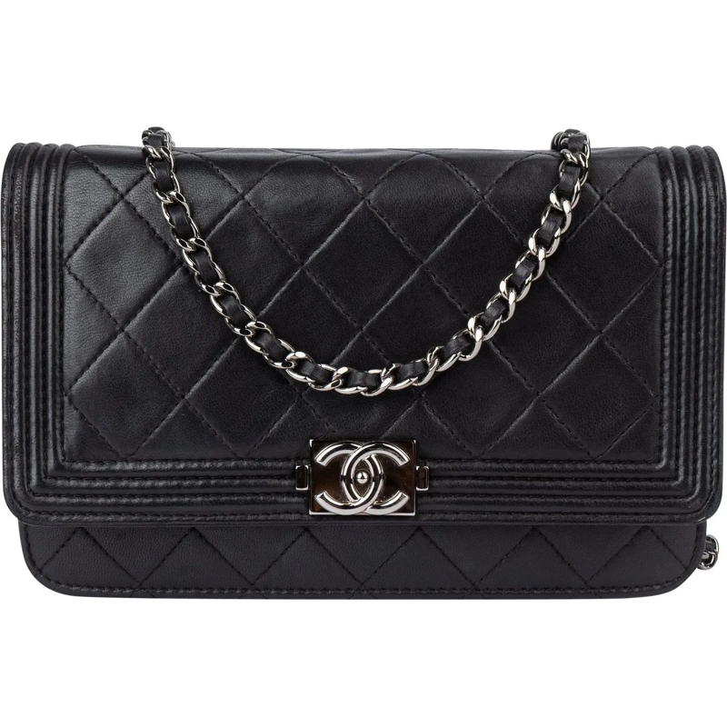 Chanel Tote Chanel Quilted Lambskin Boy Wallet On Chain Crossb schwarz