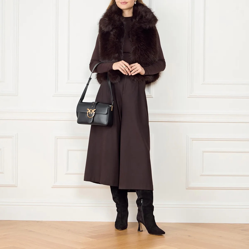 Pinko Tote Love One Classic Slouchy Fl Nero-Antique Gold(Image 4)