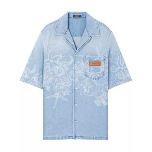 Versace  Blue Barocco Sea Denim Shirt Blue