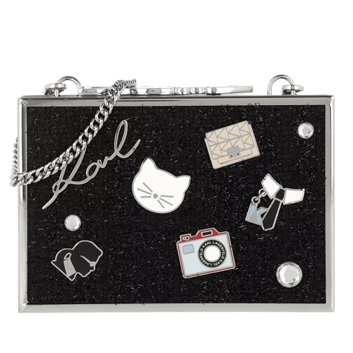 Karl Lagerfeld K/Pins Tweed Minaudiere Black Crossbody Bag