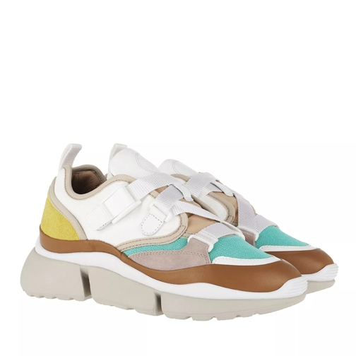 Chloé Sonnie Low Top Sneakers Suede Calfskin Mix Natural White scarpa da ginnastica bassa