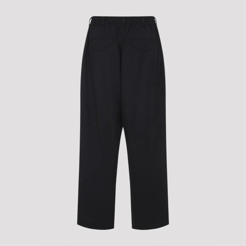 Y-3 Pantalon Tailored Straight-Leg Trousers With Elastic Waistb Black
