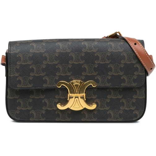 Celine Schultertasche 2021 Triomphe Coated Canvas Claude Shoulder Bag braun