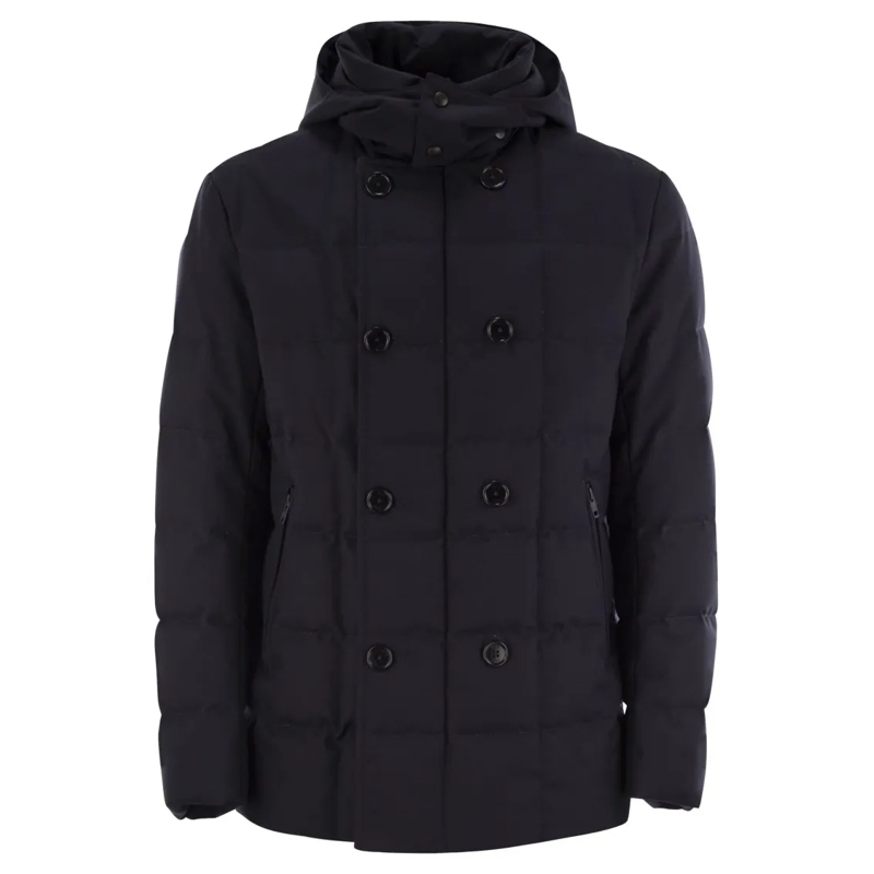 Fay Doudoune Double-Breasted Down Jacket With Hood Blue