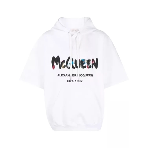 Alexander McQueen Hoodie Watercolor Grafitti Logo White White 