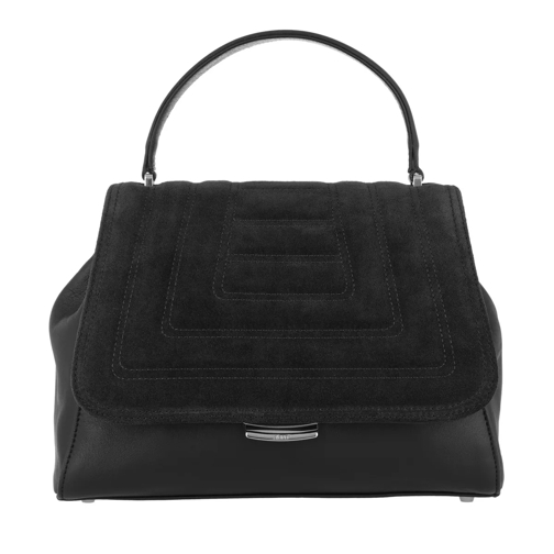 Abro Suede Quilted Leather Handle Bag Black/Nickel Satchel