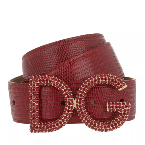 Dolce&Gabbana Iguana Print Belt Leather Red Läderskärp