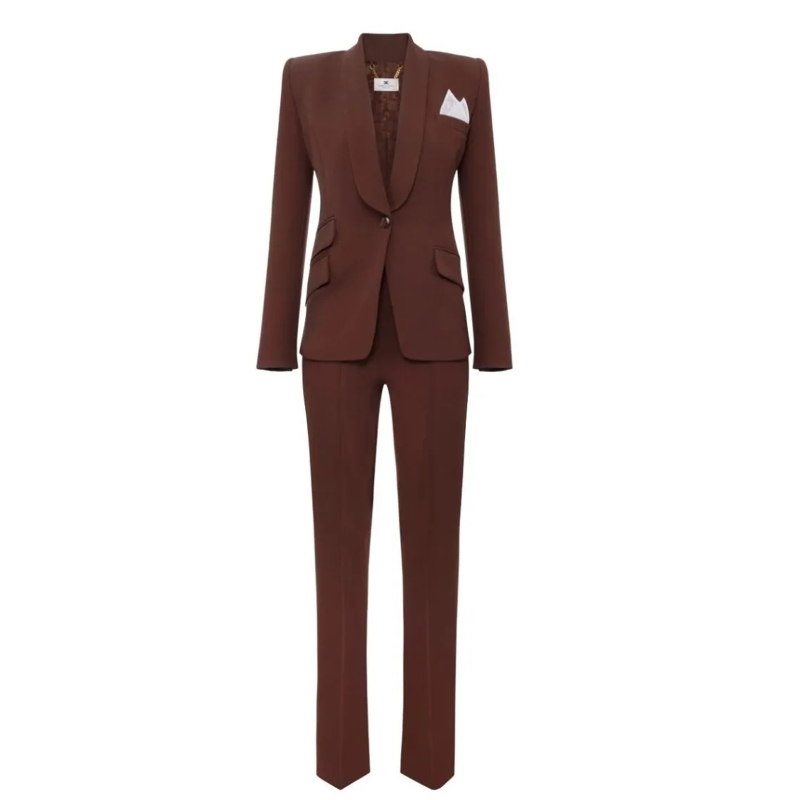 Elisabetta Franchi Pakcombinatie Single-Breasted Crepe Suit With Shawl Collar Black
