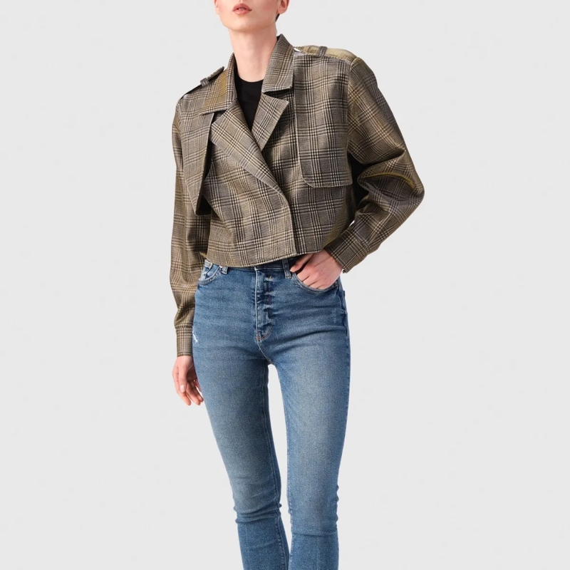 Helene Galwas Blazer Karierte Kurzjacke JEMINA gold(Image 2)
