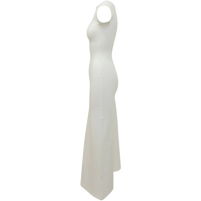 Marine Serre Robe longue Abito Midi Pearl Logo con Orlo Asimmetrico weiß(Image 3)