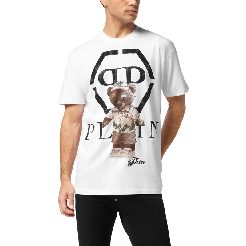 Philipp Plein T-Shirt T-Shirt Rundhalsausschnitt Ls Teddy Mit Schmuckste weiss(Image 3)