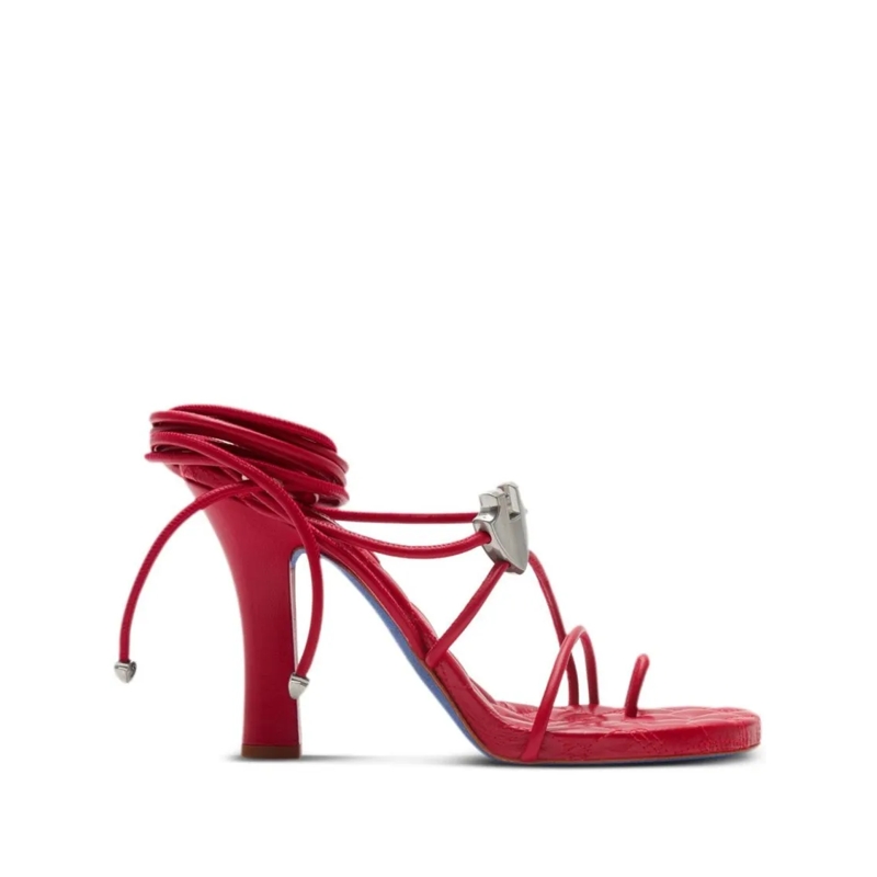 Burberry Sandalen Strappy Red Lamb Leather Sandals Red