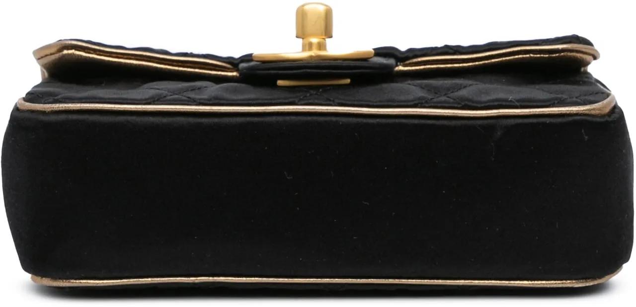 Chanel Hobo bags Extra Mini Quilted Satin Flap in zwart