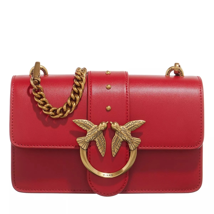 Pinko Love One Mini Cl Rosso Granato-Antique Gold | Borsetta a