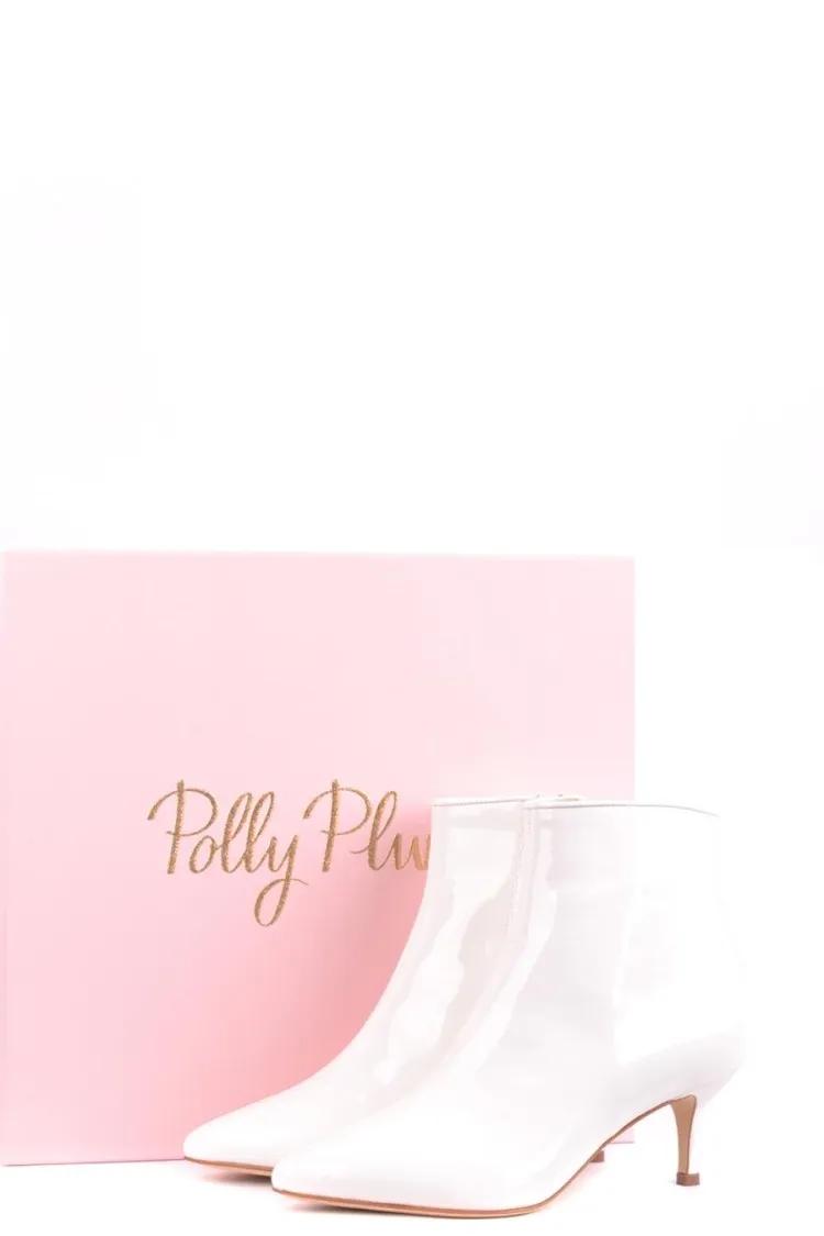Thumbnail - POLLY PLUME Stiefel - Glossy Leather Ankle Boots With Pointed Toe - Gr. 37 (EU) - in Weiß - für Damen