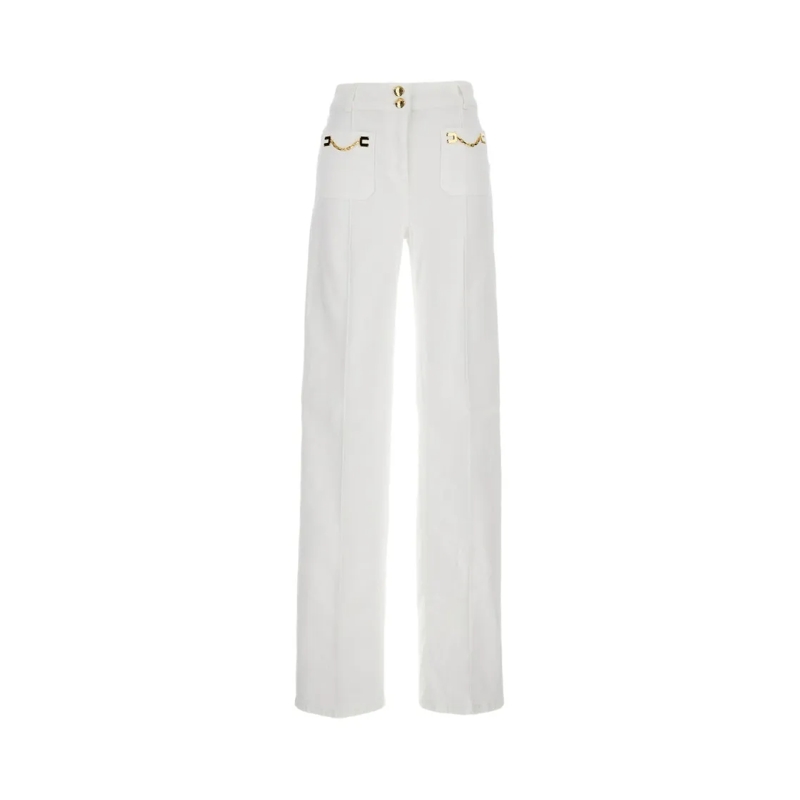Elisabetta Franchi Jeans High-Waist Wide-Leg Denim Trousers Neutrals