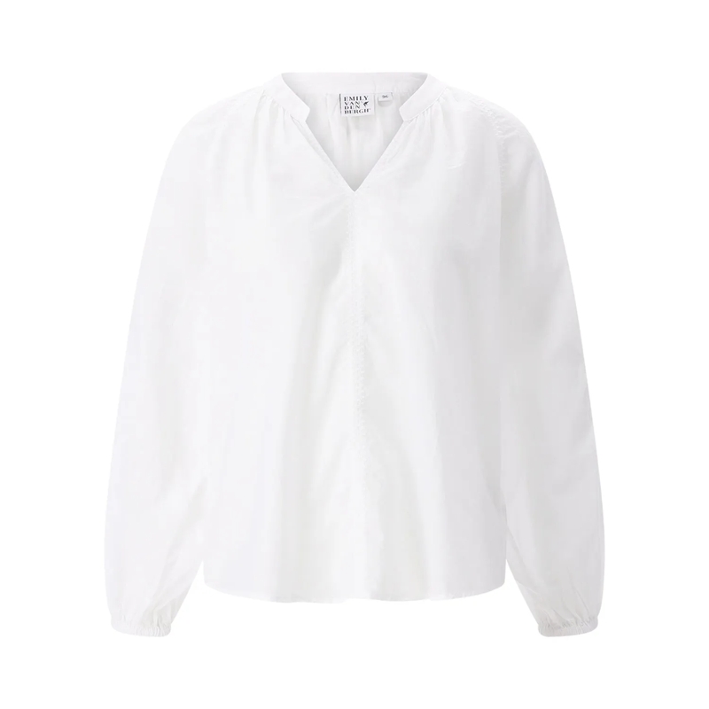 Emily van den Bergh Bluse Bluse mit Lochstickerei weiß