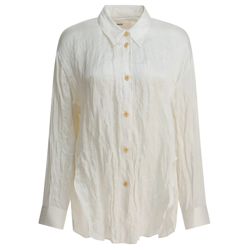 Khaite Hemd Relaxed Fit Textured Shirt With Classic Collar Grey