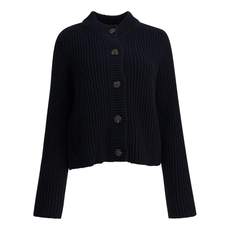 SOEUR Cardigan Ribbed Merino Wool Cardigan Black