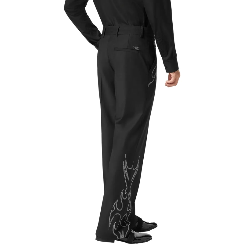 Philipp Plein Hose Wide Leg Trousers Stud-Embellished schwarz(Image 2)