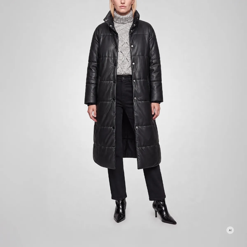 Marc Aurel Steppmantel Faux Leather Puffermantel schwarz(Image 2)