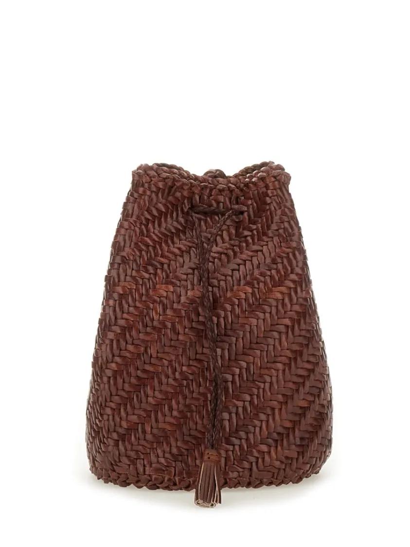 DRAGON DIFFUSION Bucket bags "Pompom Double Jump Tan" Bag in bruin