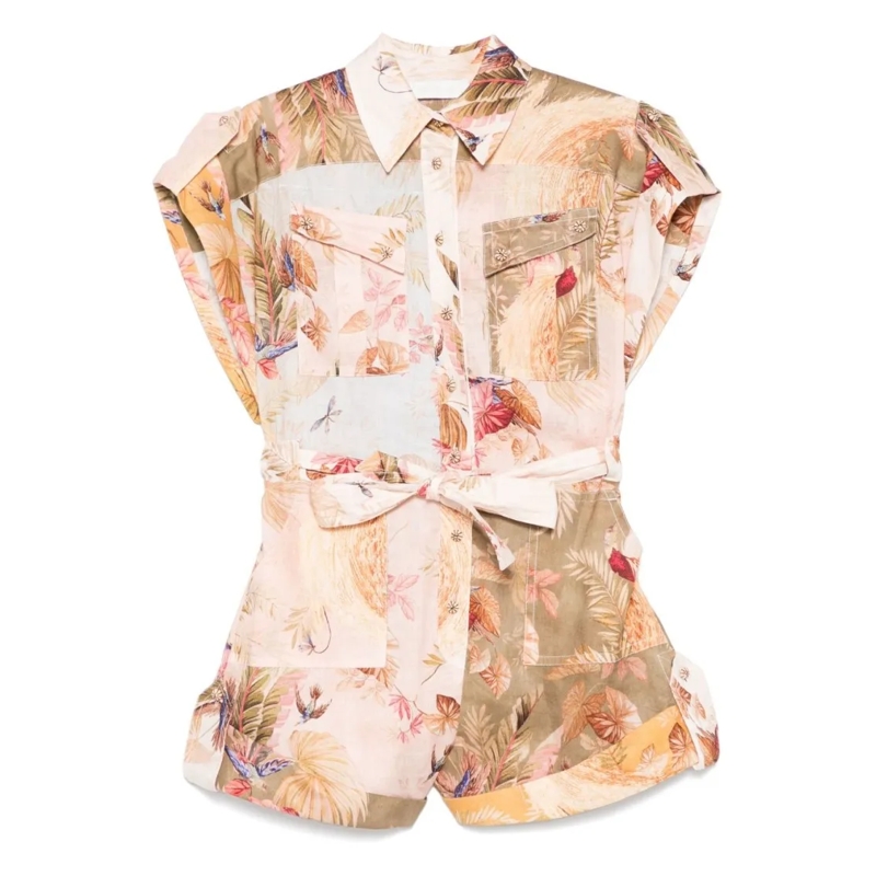 Zimmermann Ascension Cuffed Playsuit Neutrals Jumpsuit