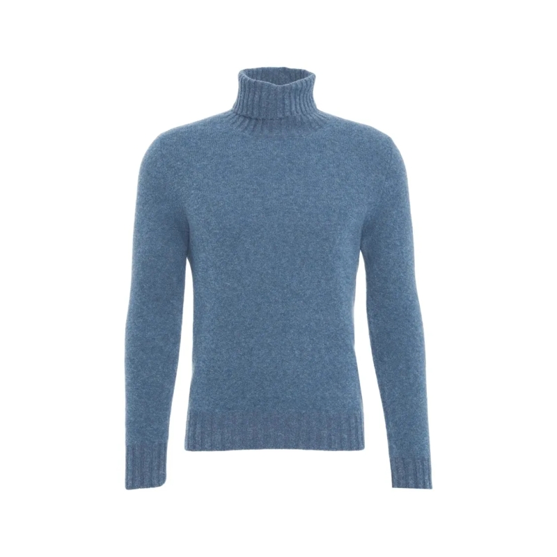 Gender Pullover Ribbed Wool Turtleneck Sweater With Fit Blue
