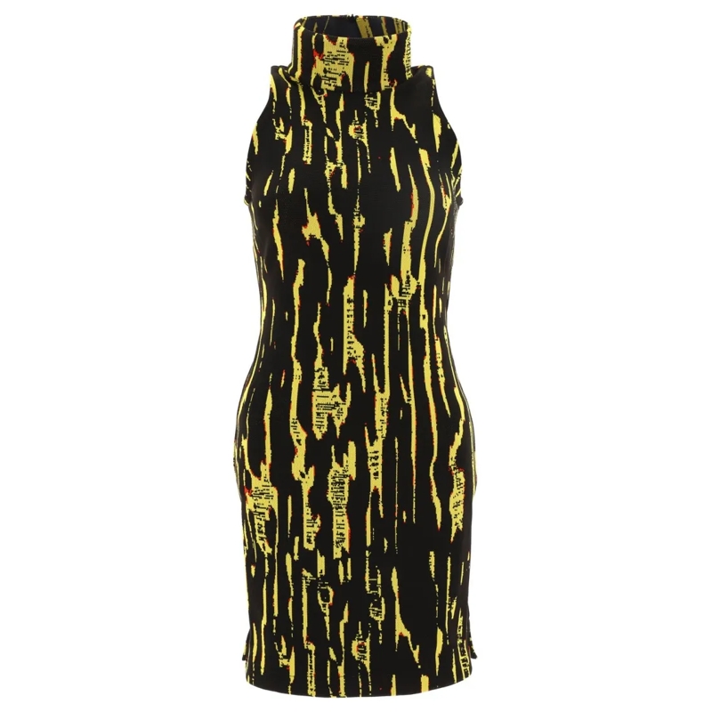 Ambush Mini-jurk High-Neck Mini Dress With Bold Jacquard Pattern Black