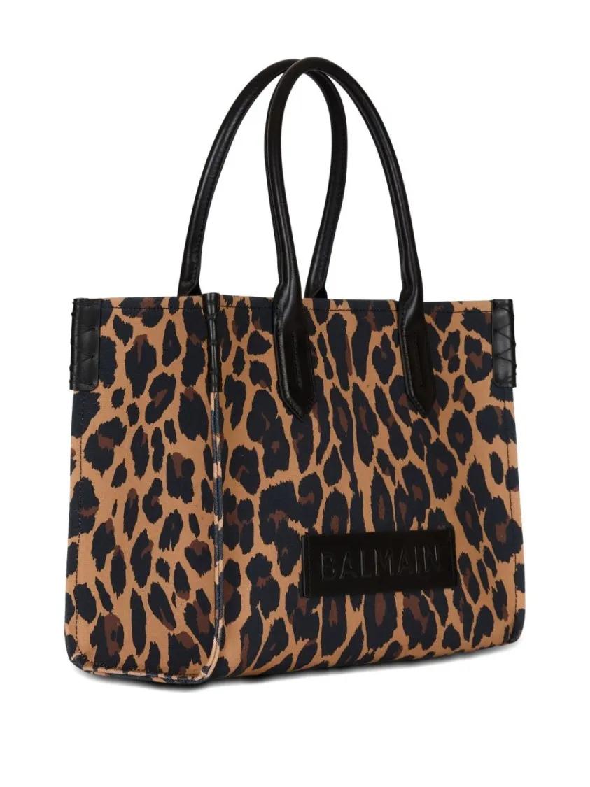 Thumbnail - Balmain Shopper & Totes - Leopard Print Tote Bag With Structured Silhouette - Gr. unisize - in Braun - für Damen