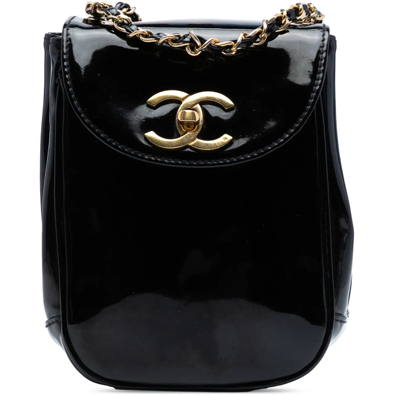 Chanel Sac à bandoulière CC Patent Flap Crossbody schwarz