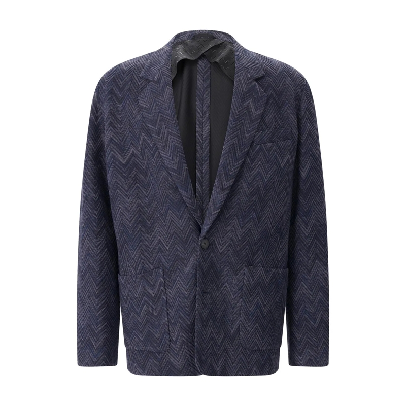 Missoni Anzugjacke Sakko mit Zickzack-Muster blau