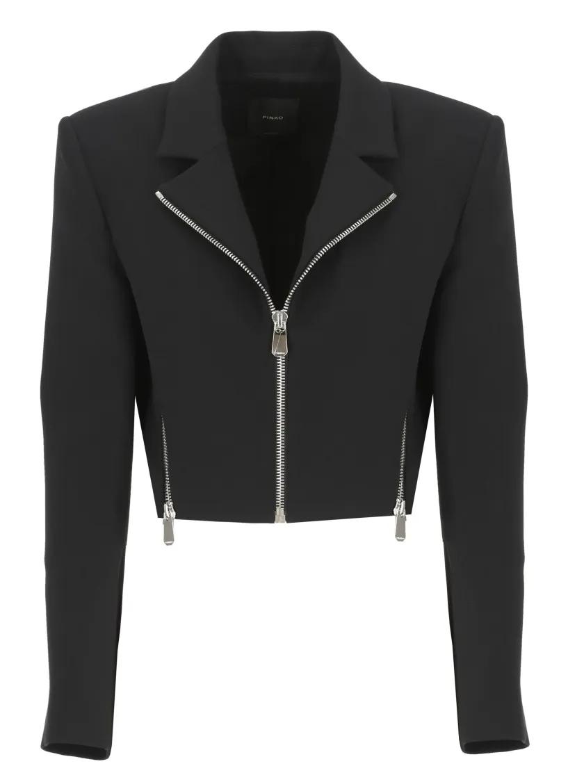 Pinko - Cropped Crepe Jacket - Größe 40 - schwarz