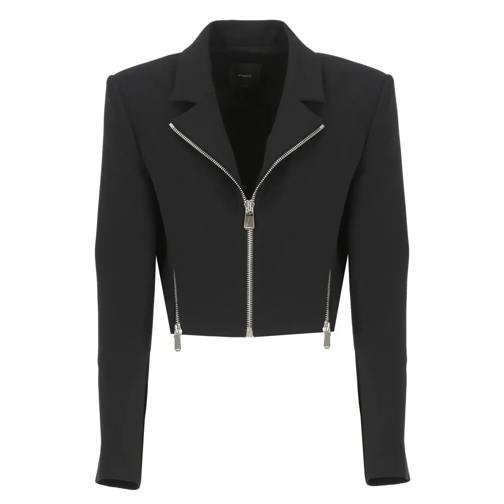 PINKO Cropped Crepe Jacket Black Blazer