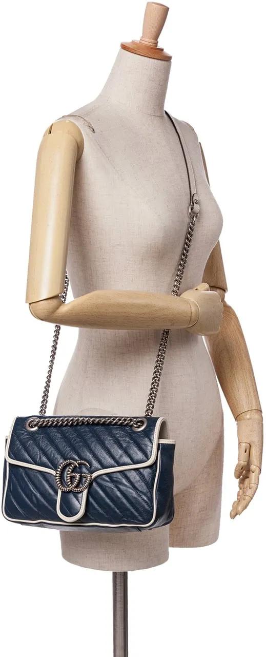 Thumbnail - Gucci Hobo Bags - 2016-2024 Small GG Marmont Matelasse Leather Torch - Gr. unisize - in Blau - für Damen