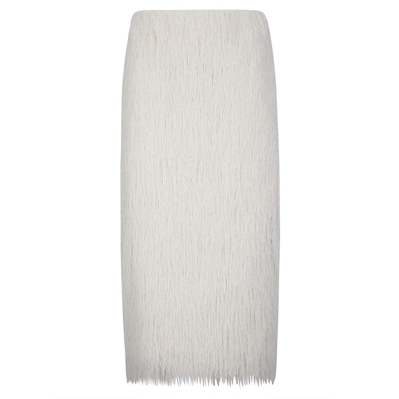 Dries Van Noten Midirok Flowing Neutral Skirt With Smooth Texture And Vers White