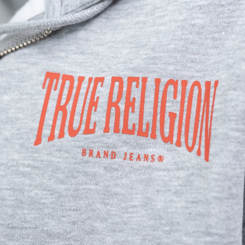 True Religion Sweatshirt Zip-Hoodie- Zip-Hoodie- Logo-Print auf Rückseit grau(Image 5)