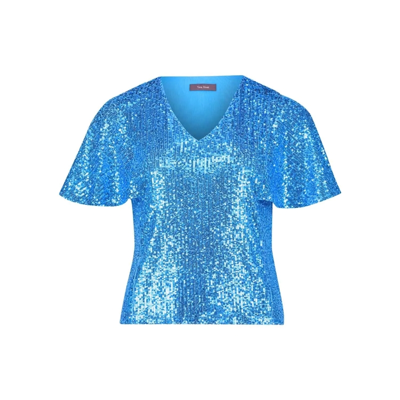 Vera Mont Chemise Shirt mit Pailletten Blau
