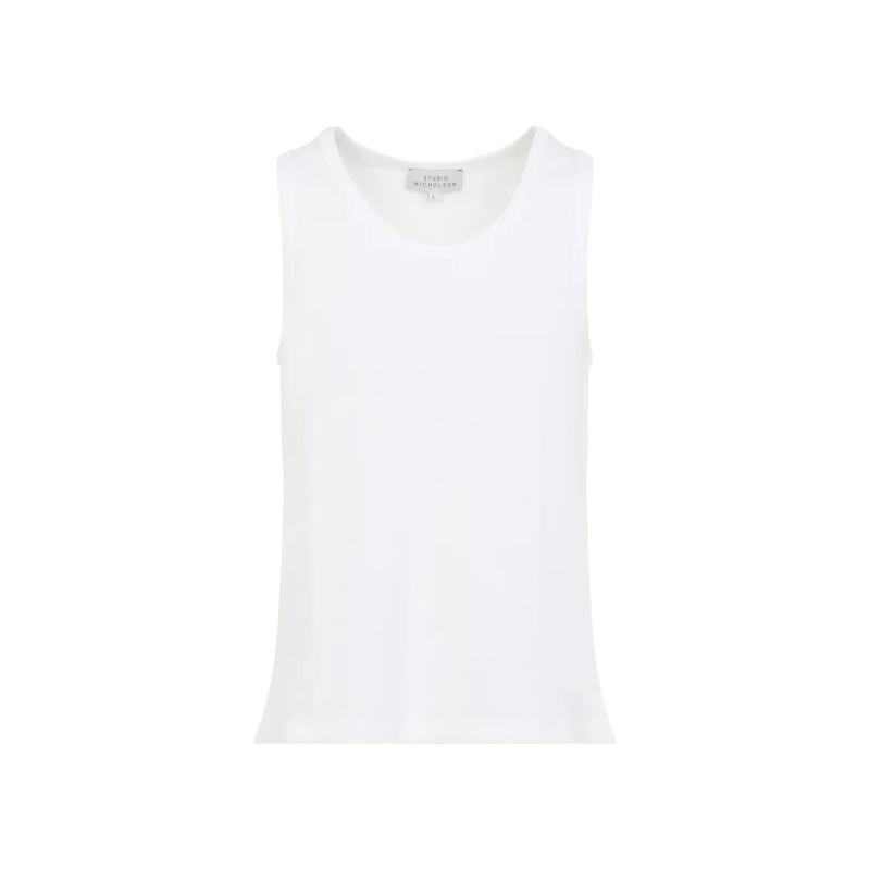 Studio Nicholson T-shirt Minimalist Sleeveless White Cotton T-Shirt White