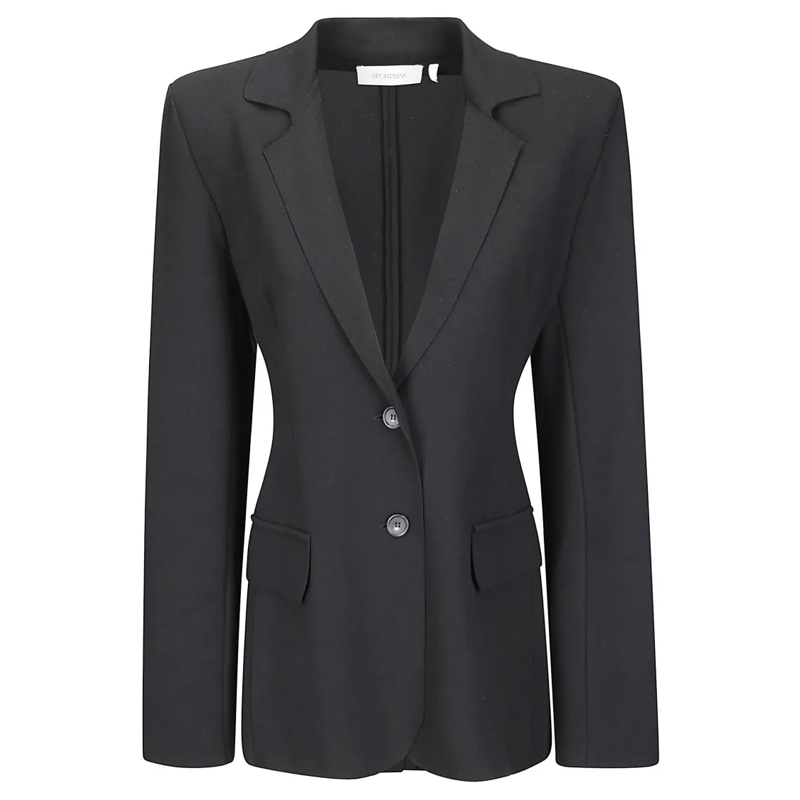 Sportmax Blazer Structured Viscose Jacket With Padded Shoulders An Black
