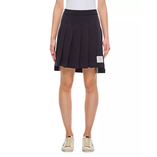 Thom Browne Mini Cotton Pleated Skirt Black 